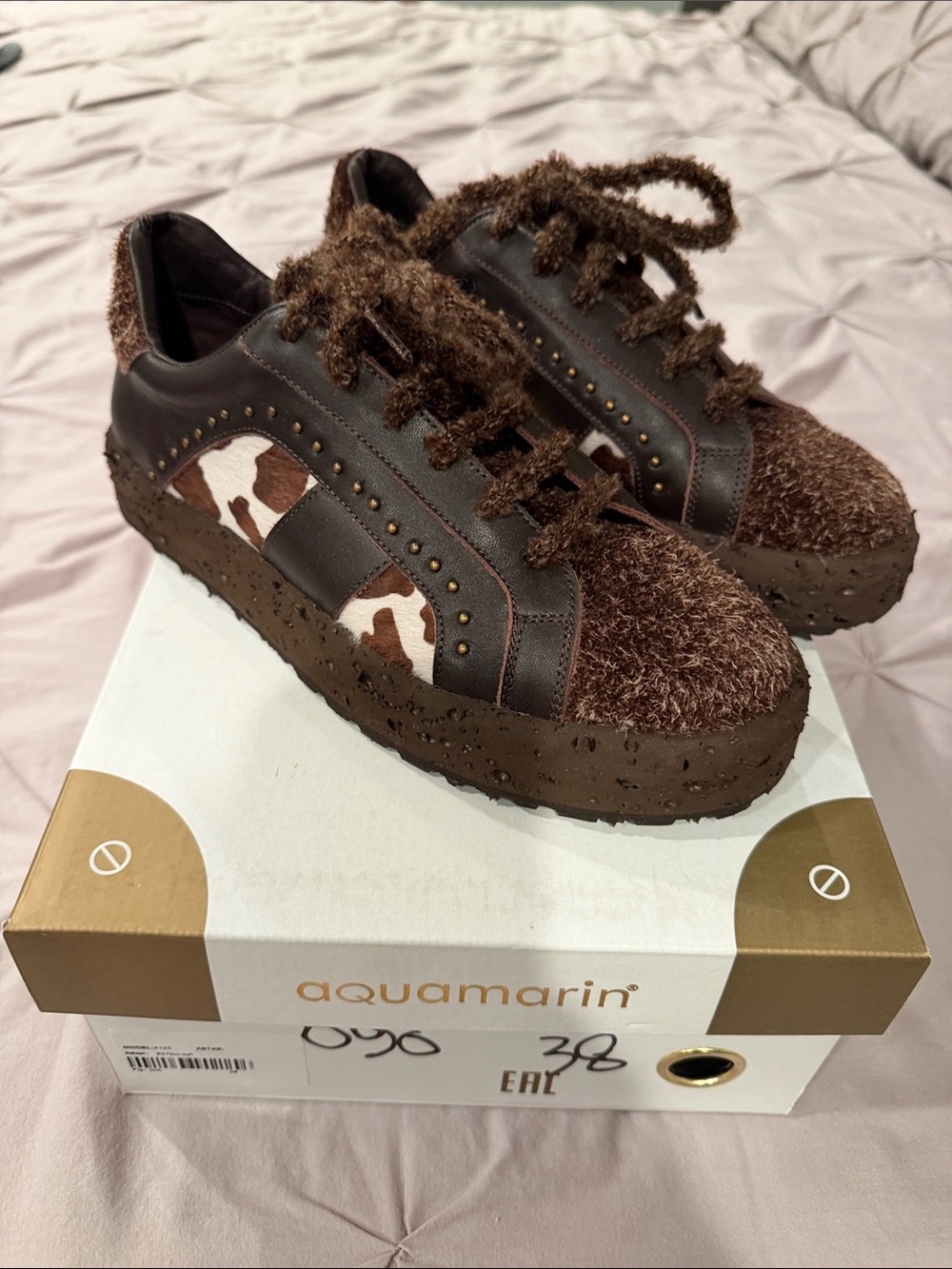 Brown Textured Platform Sneakers for Women